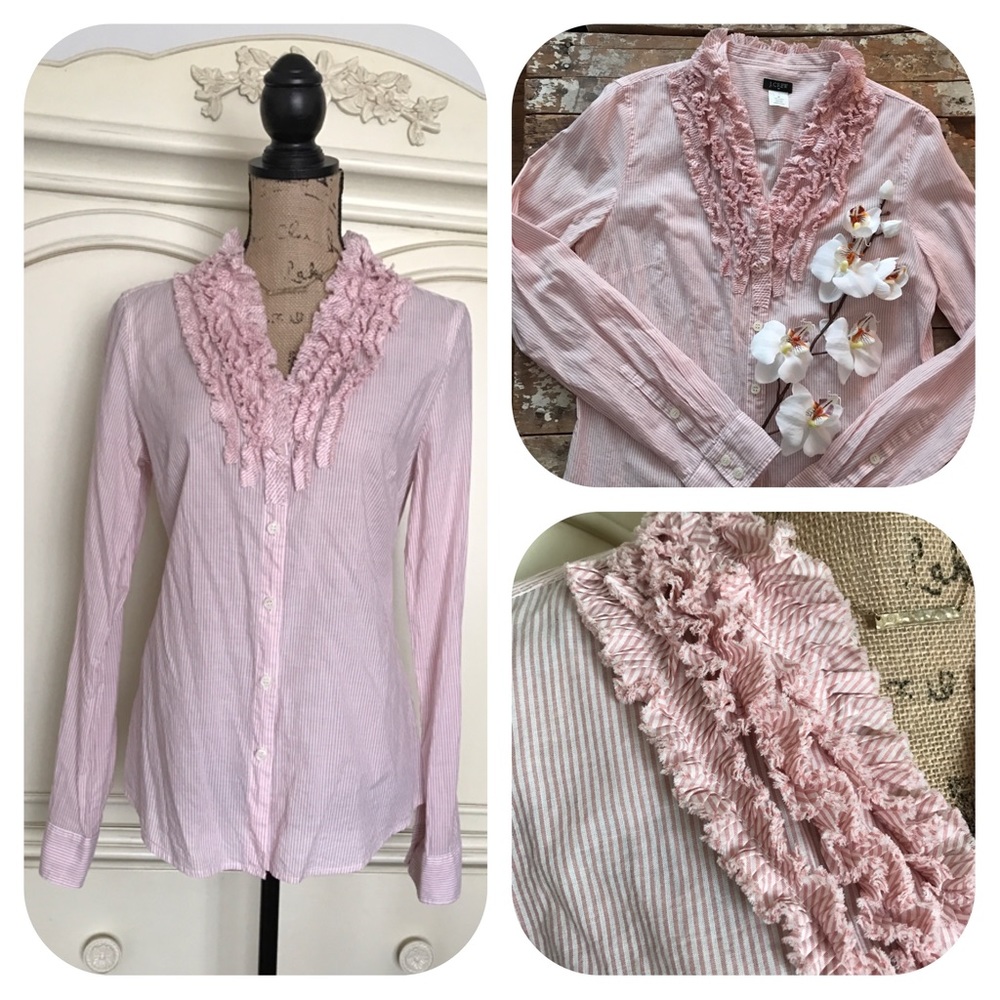 J. Crew Loretta Ruffle Striped Shirt